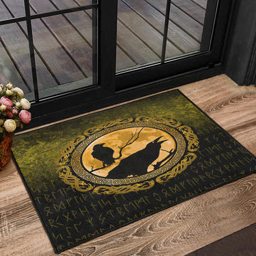 Viking Door Mat Vikings Huginn Muninn Odin Ravens Gold Version Door Mat RLT12
