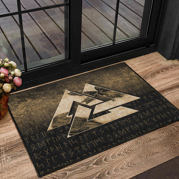 Viking Door Mat Huginn Muninn Ravens from Odin Viking Gold Version Door Mat RLT12