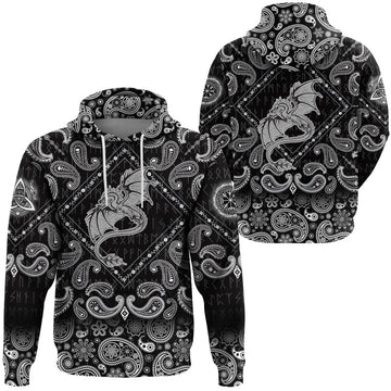 Viking Hoodie Dragon with Bandana Paisley Style RLT12