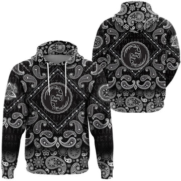 Viking Hoodie Dragon Emblem with Bandana Paisley Style RLT12