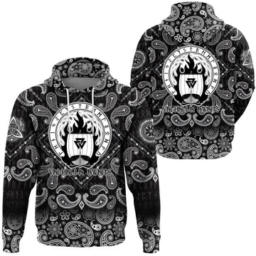 Viking Hoodie Drakkar On Fire and Norse Runes with Bandana Paisley Style RLT12