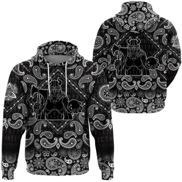 Viking Hoodie Female Warrior with Bandana Paisley Style RLT12