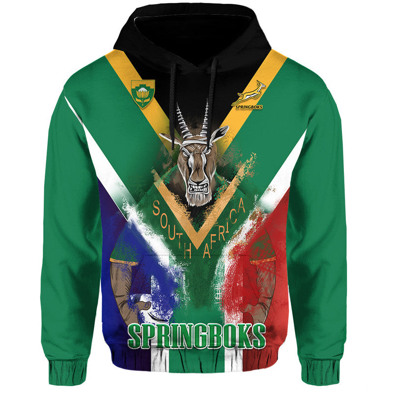 Custom South Africa Springboks Rugby Hoodie Bokke Flag Style LT9