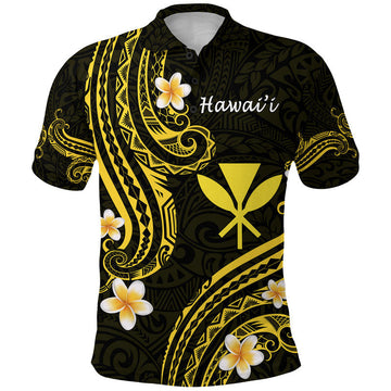 Hawaii Polo Shirt Gold Polynesian Line Style LT9