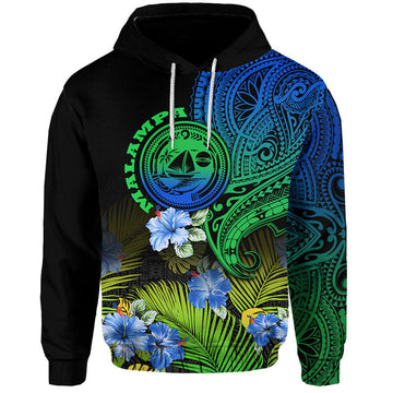Vanuatu Malampa Province Hoodie Hibiscus Tribal Polynesian Tattoo Ver Gradient LT9