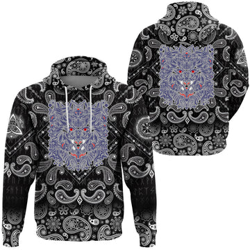 Viking Hoodie Graphic Of Art with Bandana Paisley Style RLT12