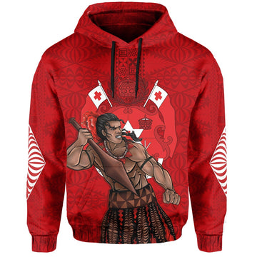 Tonga Warriors Hoodie Tongan Pattern Version Red LT13