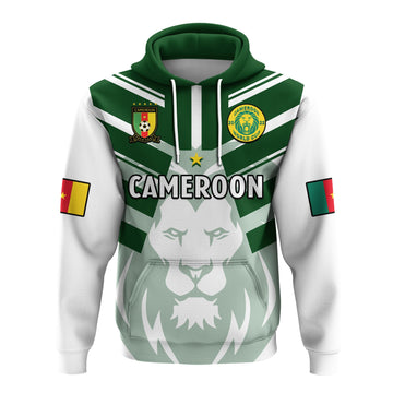 Cameroon Football Hoodie Les Lions Indomptables White Football 2022 LT14