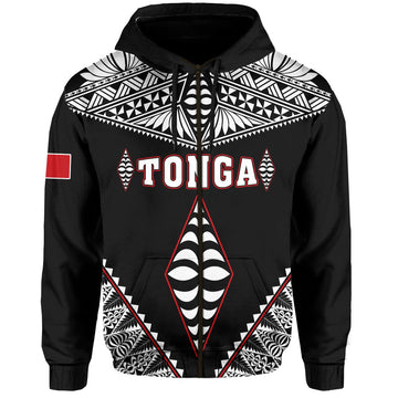 Tonga Zip Hoodie Tongan Kupesi Pattern LT13