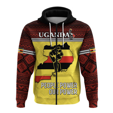 Uganda Zip Hoodie African Pattern People Power Our Power LT13