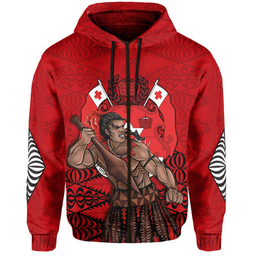 Tonga Warriors Zip Hoodie Tongan Pattern Version Black LT13