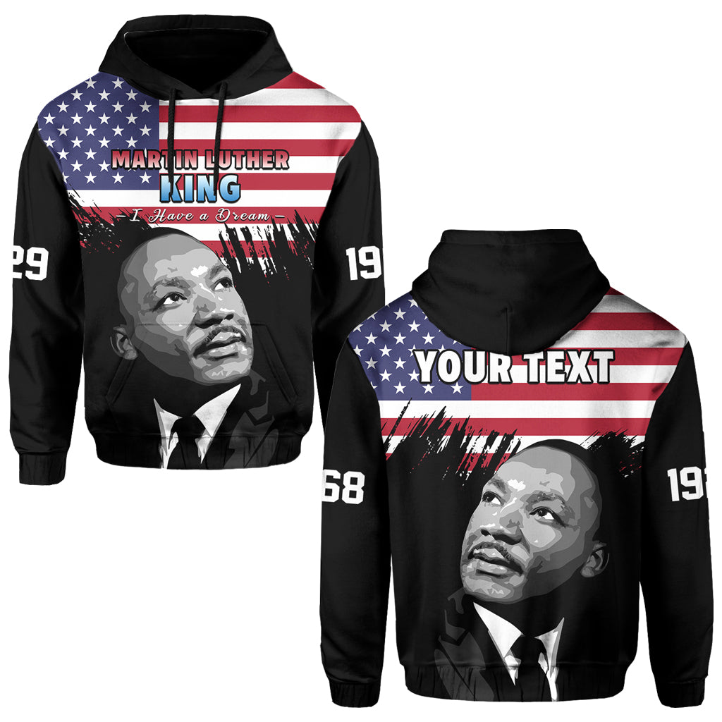 Custom United States Hoodie United States Happy MLK Day Flag Grunge Style LT14