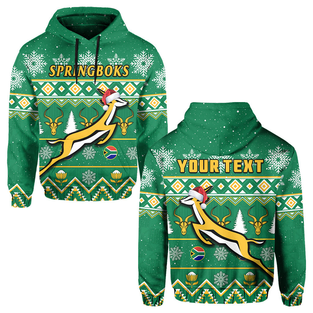 Custom South Africa Rugby Christmas Hoodie Springboks Proud Geseende Kersfees LT14