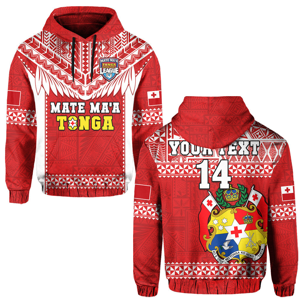 Custom Text And Number Tonga Rugby Hoodie Mate Maa Tonga Pacific Ngatu White LT14