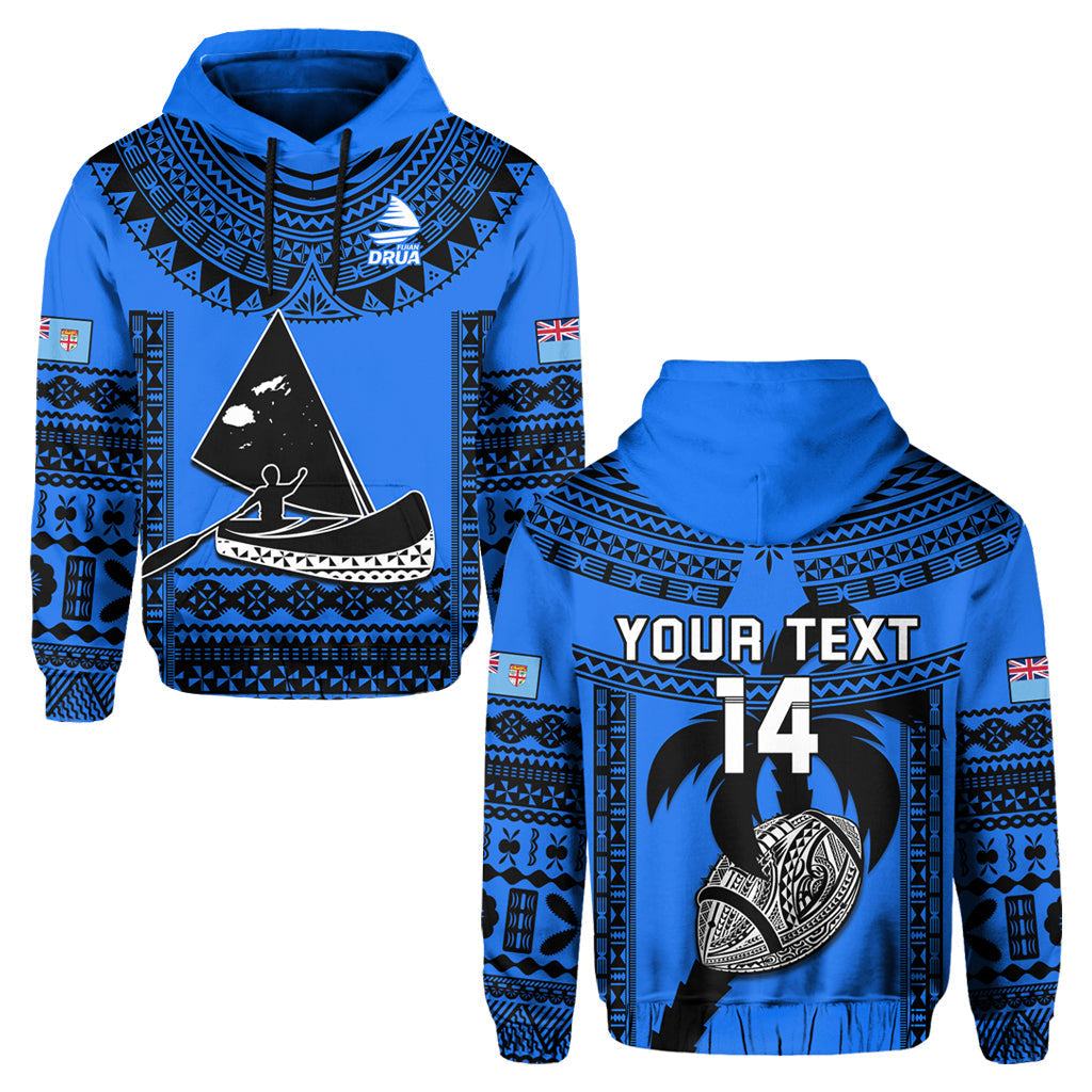Custom Text And Number Fiji Rugby Hoodie Fijian Drua Super Polynesian Special Tapa Pattern LT14