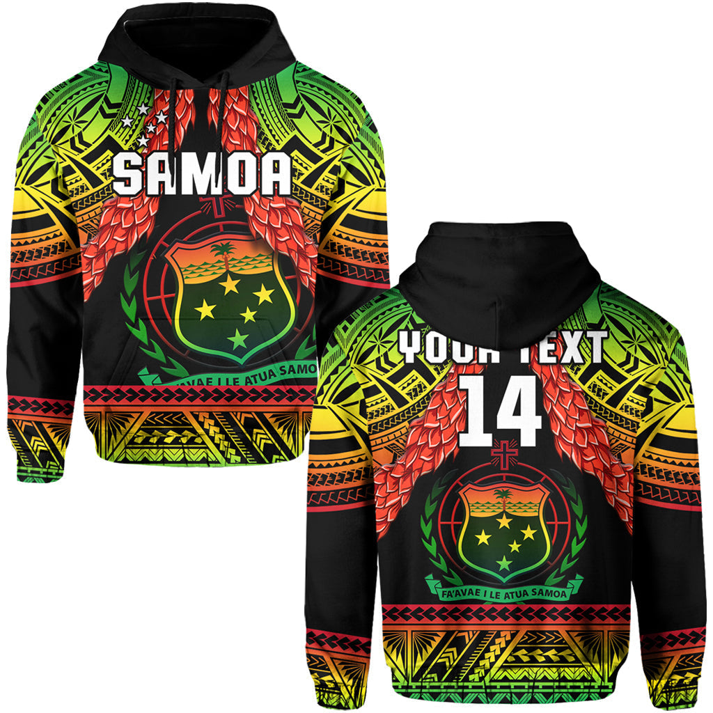Custom Text And Number Samoa Rugby Hoodie Teuila Torch Ginger Gradient Style LT14