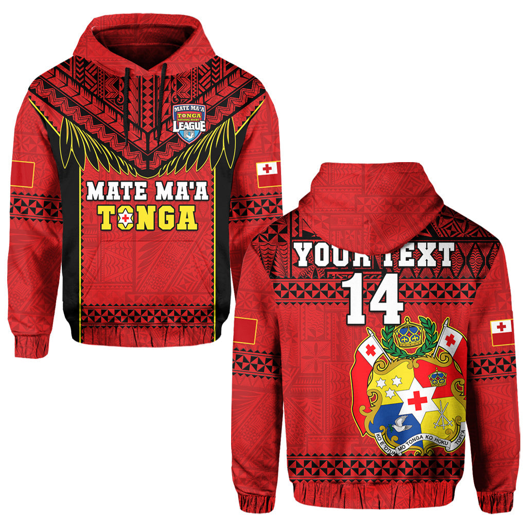 Custom Text And Number Tonga Rugby Hoodie Mate Maa Tonga Pacific Ngatu Black LT14