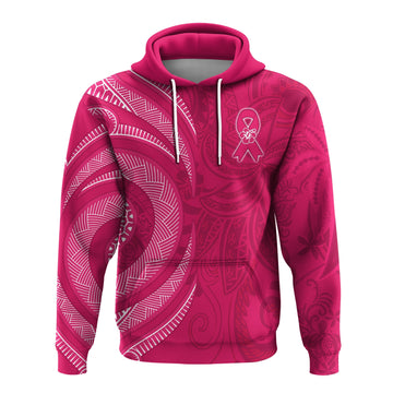 Breast Cancer Awareness Hoodie Hibiscus Polynesian No One Fights Alone LT13