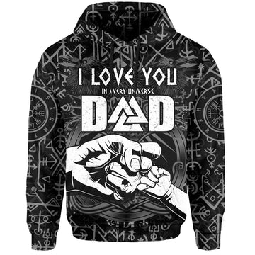 Viking Dad Hoodie Happy Fathers Day Style Runes and Mjolnir LT13
