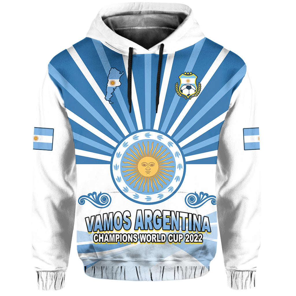 Argentina Football Hoodie The Sun WC2022 Soccer Vamos La Albiceleste LT13