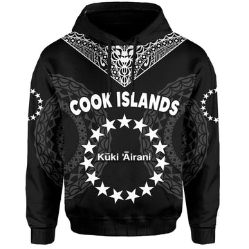 Cook Islands Hoodie Circle Pattern Mix Sea Turtle Black Version LT14
