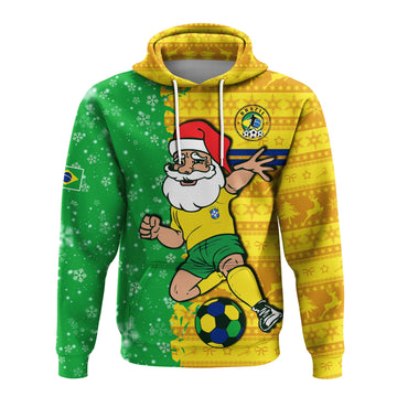 Brazil Football Hoodie Christmas Santa Claus Selecao Champions LT13