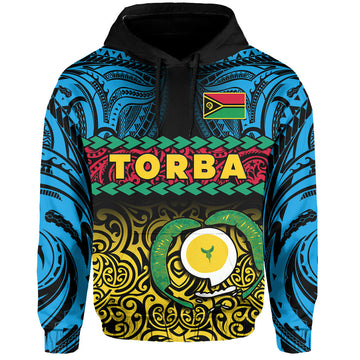Torba Province Hoodie Vanuatu Pig Tusk Polynesian Flag Style LT14