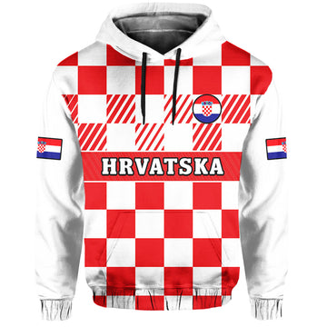 Croatia Football Hoodie Hrvatska Checkerboard Red Version LT14