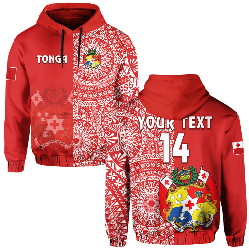 Custom Text And Number Tonga Hoodie Tongan Coat Of Arms Ngatu Pattern LT14