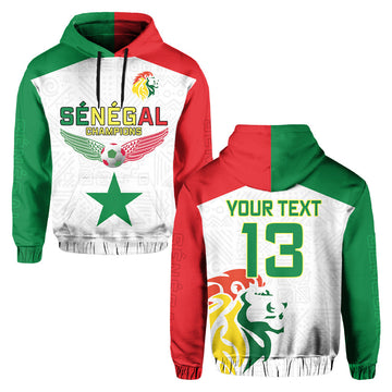 Custom Senegal Football Hoodie Lions of Teranga Champions Soccer Wings Flying LT13
