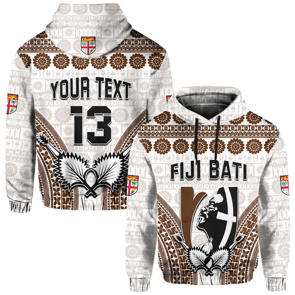Custom Text and Number Fiji Rugby Bati Hoodie Proud Tapa Pattern LT13
