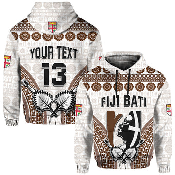 Custom Text and Number Fiji Rugby Bati Hoodie Proud Tapa Pattern LT13