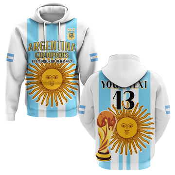 Custom Argentina Football Hoodie FIFA 2022 World Cup Champions LT13