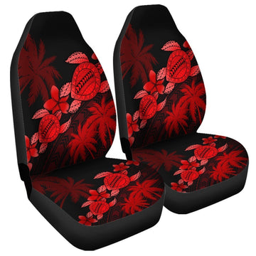 Hawaii Turtle Plumeria Coconut Tree Polynesian Car Seat Covers - Red