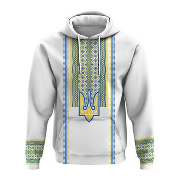 Ukraine Folk Patterns Hoodie Unity Day - White LT7