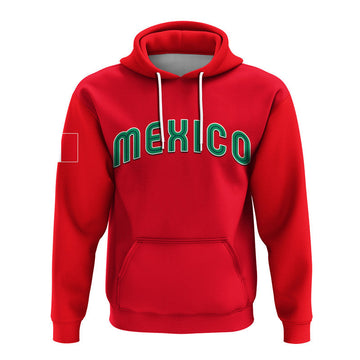 Custom Baseball 2023 Mexico Hoodie Red Style LT6