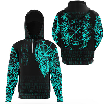 Viking Clothing Viking Compass Vegvisir Tattoo Cyan Version Gaiter Hoodie RLT12