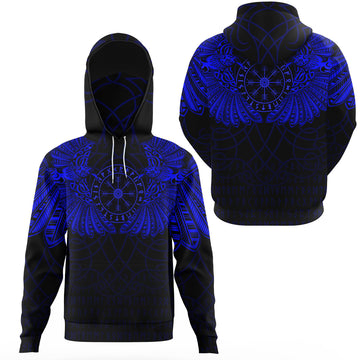 Viking Clothing Viking Odins Celtic Two Ravens Blue Version Gaiter Hoodie RLT12