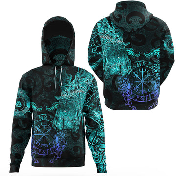 Viking Clothing Viking Odin Tattoo Cyan Version Gaiter Hoodie RLT12