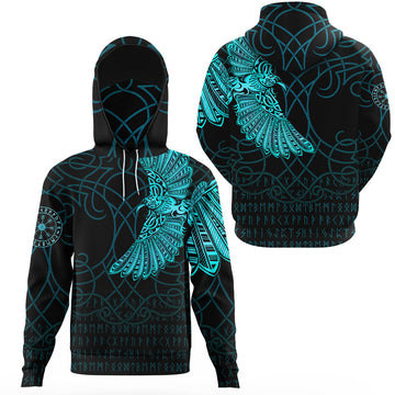 Viking Clothing Viking Odins Celtic Ravens Cyan Version Gaiter Hoodie RLT12