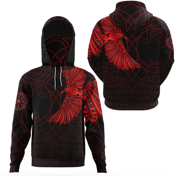Viking Clothing Viking Odins Raven Tattoo Red Version Gaiter Hoodie RLT12