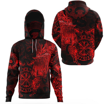 Viking Clothing Viking Odin Tattoo Red Version Gaiter Hoodie RLT12