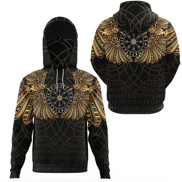 Viking Clothing Viking Odins Celtic Two Ravens Gold Version Gaiter Hoodie RLT12