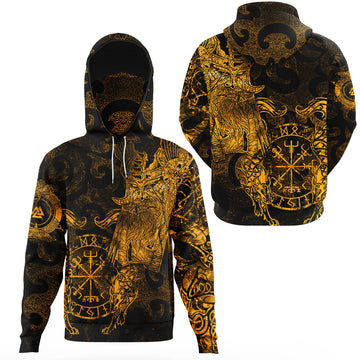 Viking Clothing Viking Odin Tattoo Gold Version Gaiter Hoodie RLT12