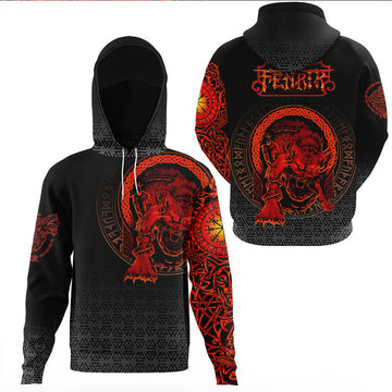 Viking Clothing Viking Fenrir Norse 3D Gaiter Hoodie RLT12