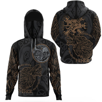 Viking Clothing Viking Fenrir Norse Wolf Gaiter Hoodie RLT12