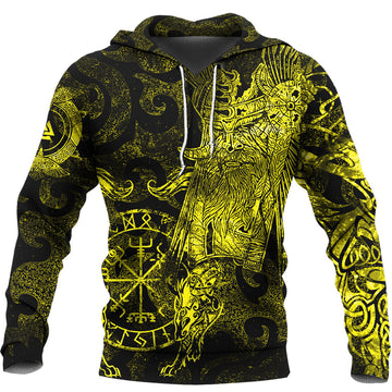 Viking Hoodie Viking Odin Tattoo Yellow Version Hoodie RLT12