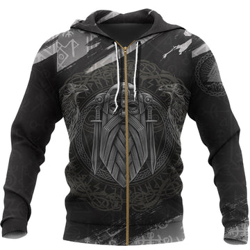 Viking Zip Hoodie - Odin God Of Asgard RLT12