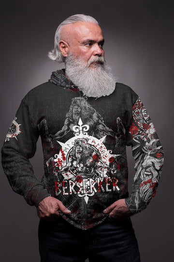 Viking Berserker Blood and Vegvisir Zip Hoodie RLT12