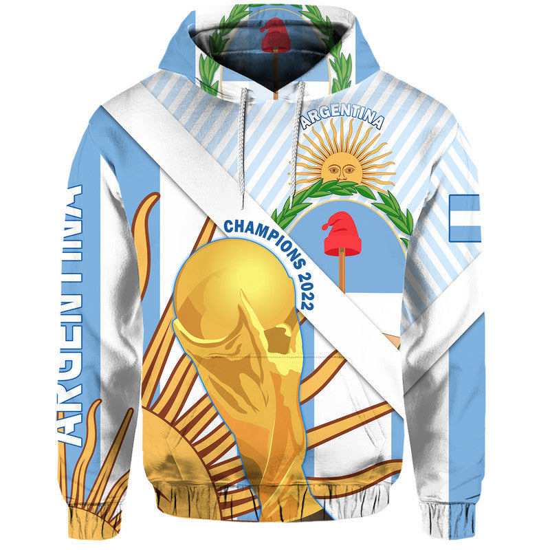Argentina Champions Football 2022 Hoodie La Albiceleste Sol de Mayo LT9
